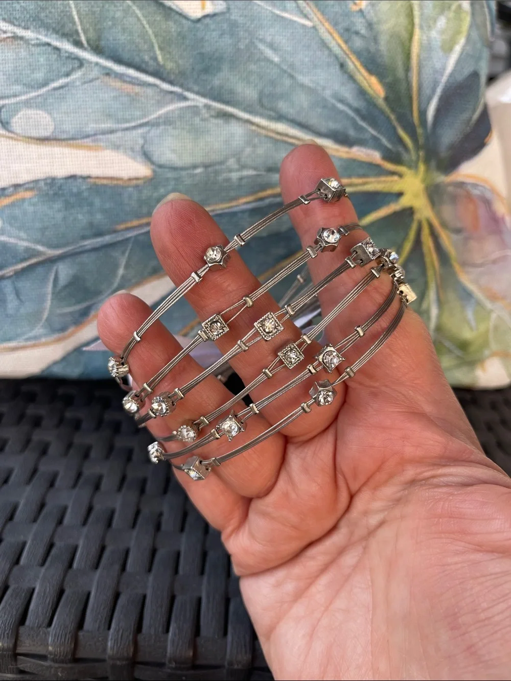 Set of 6 Silver Stackable Bracelets